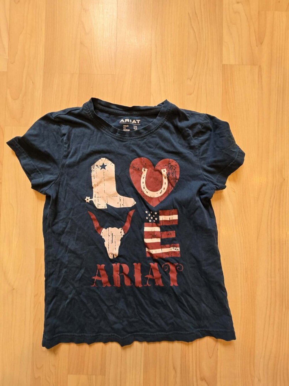 Ariat Girls L 12 Western LOVE Graphic T-Shirt Cowgirl USA S3